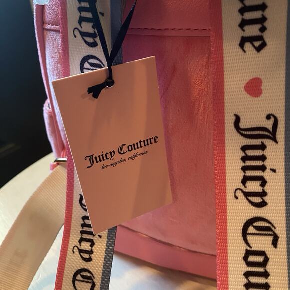 Juicy Couture Small RAINBOW JUICY BACKPACK Pink Lemonade Velvet Purse 10” New - Picture 6 of 6